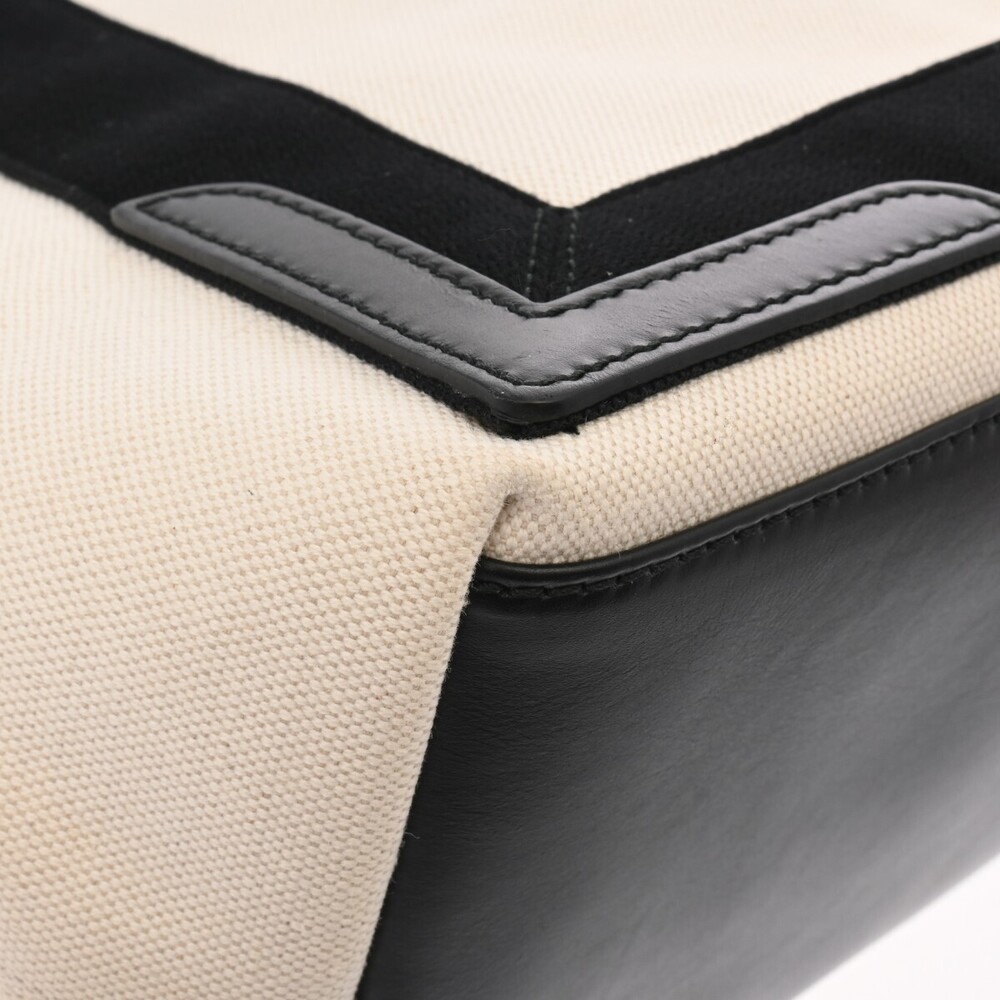 BALENCIAGA Cabas White Black Canvas Leather Handbag - Picture 6 of 11